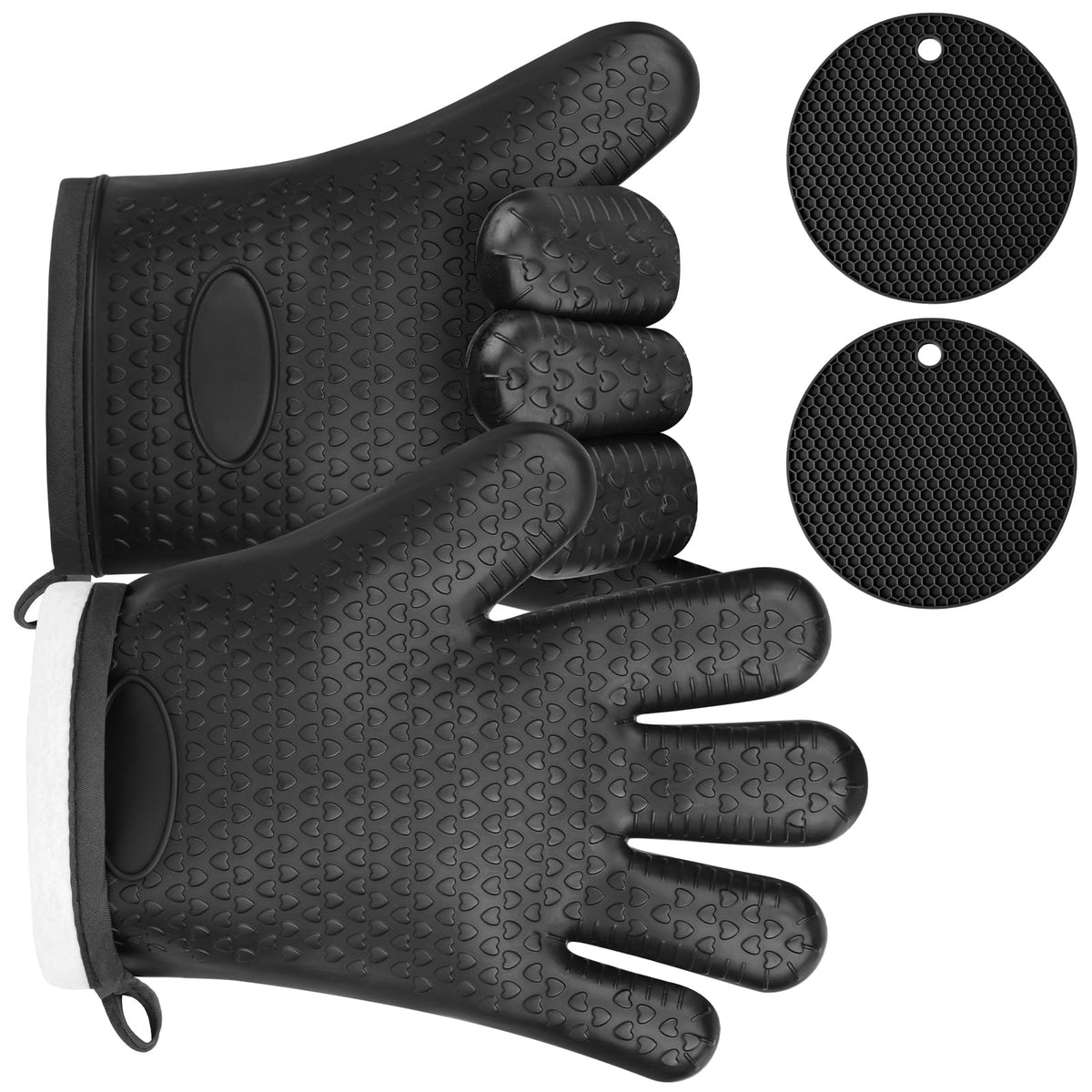 AUAUY Oven Mitts and Pot Holders 4PCS Set, 230°C/446°F Heat Resistant