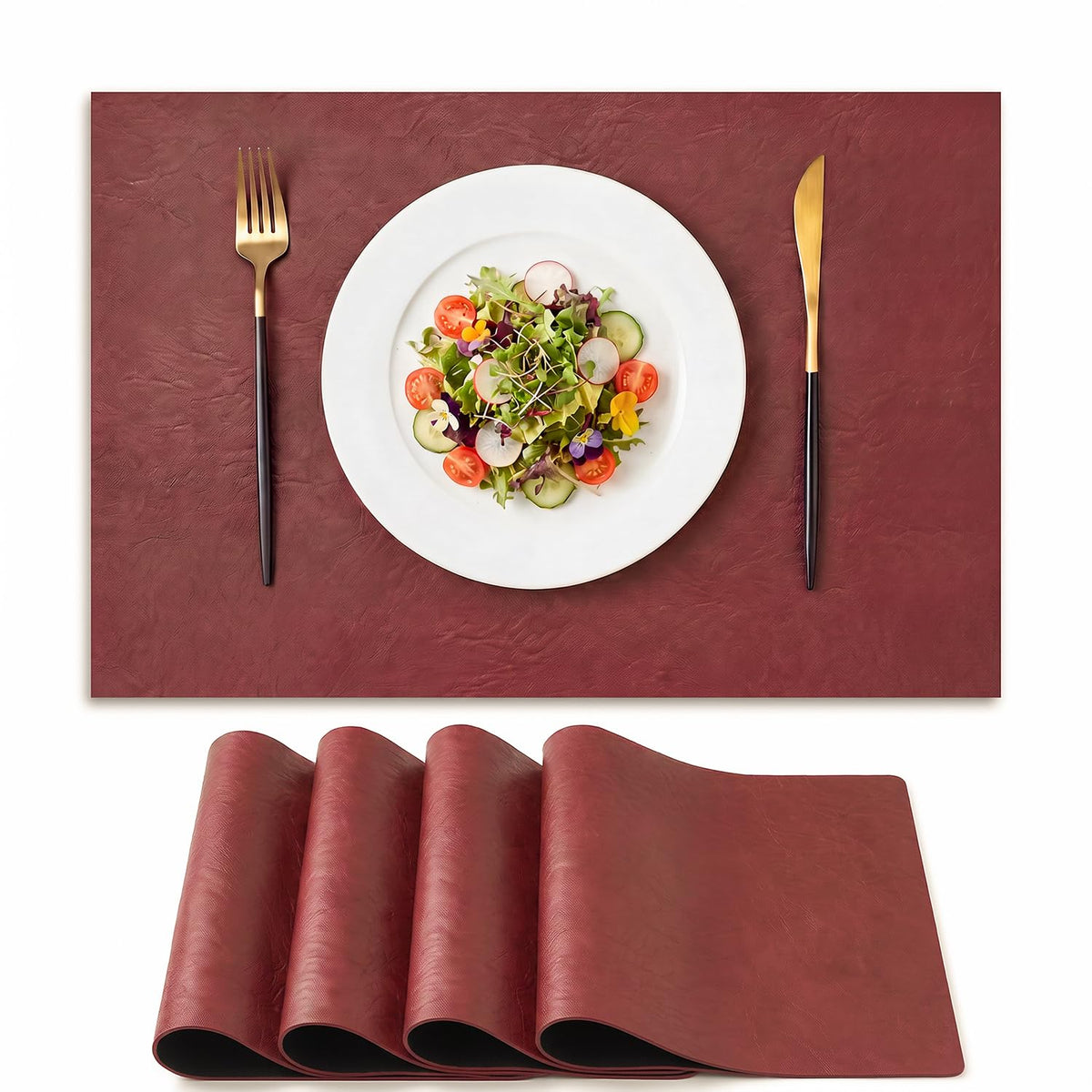 Artoid Mode Olive Green Faux Leather Placemats Set of 4