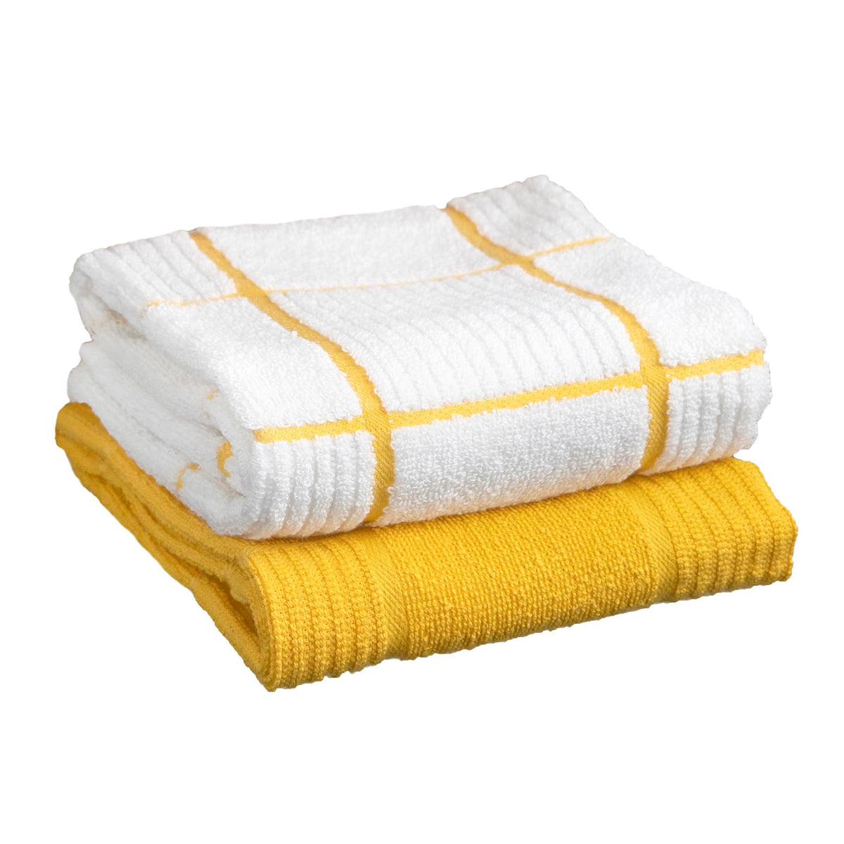 T-fal Solid & Checked Parquet Kitchen Towels: Highly Absorbent, Super Soft Long Lasting - 100% Cotton, 16"x26" Dish Towels for Cleaning & Drying Dishes, Pans, Glassware, or Countertops, (2-Pack), Gray