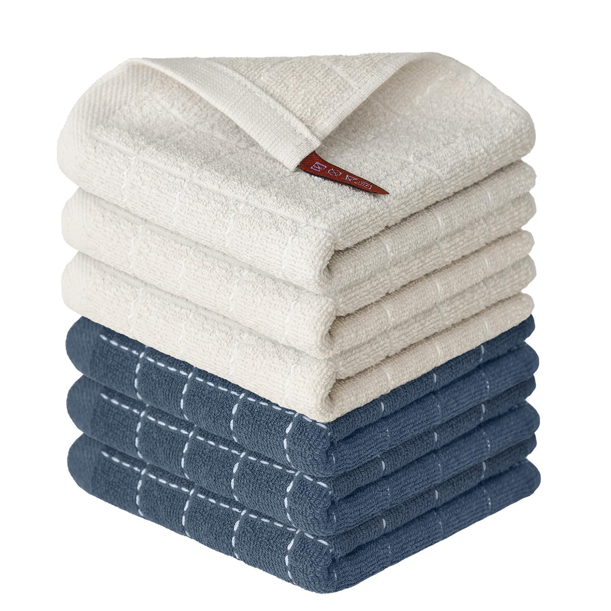 Artoid Mode Checkered Designed Cotton Light Green Terry Kitchen Dish Towels, 15x25 Inch Soft Absorbent Quick Drying Cleaning Tea Towels Set of 4