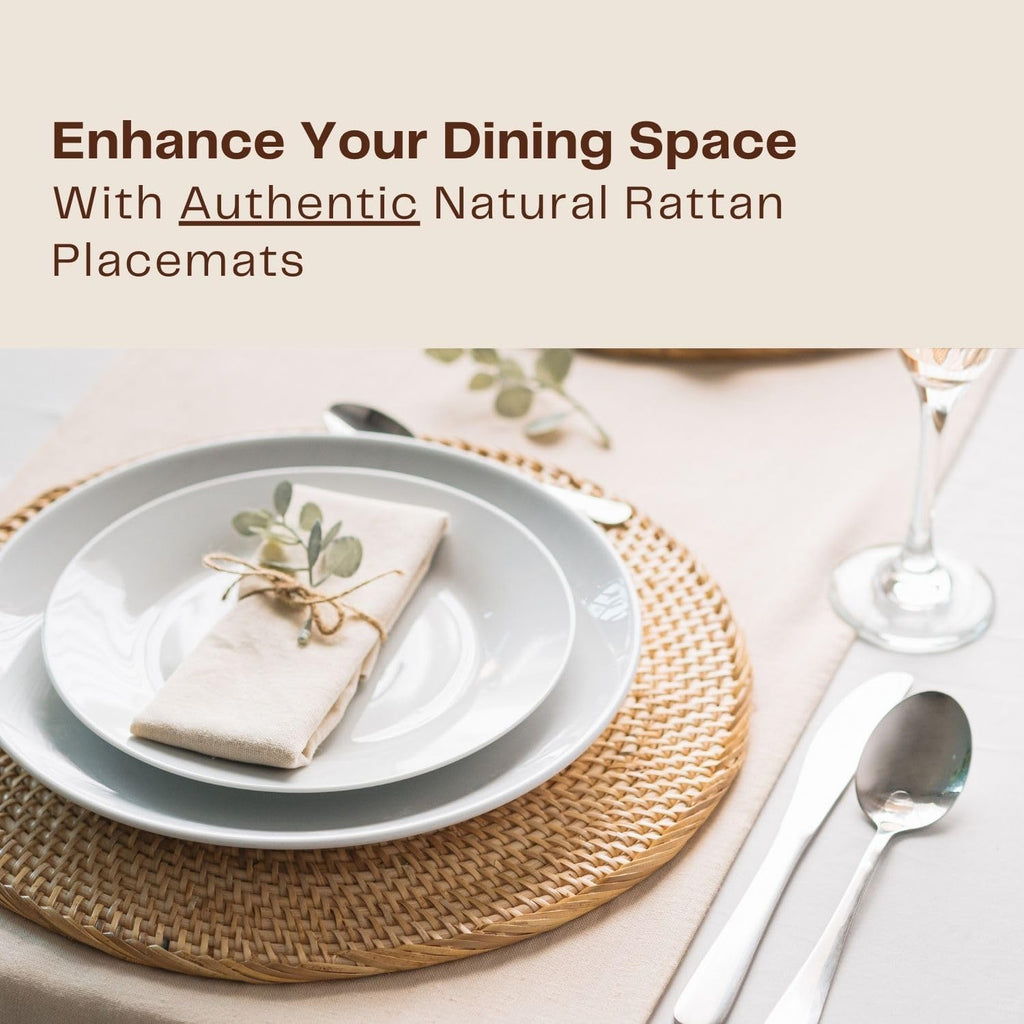 4-Pack Rattan Placemats - 13-inch Round Placemats (Natural Rattan Color) - Woven Place Mats, Round Table Mats - Wicker Chargers for Dinner Plates, Plate Chargers Boho