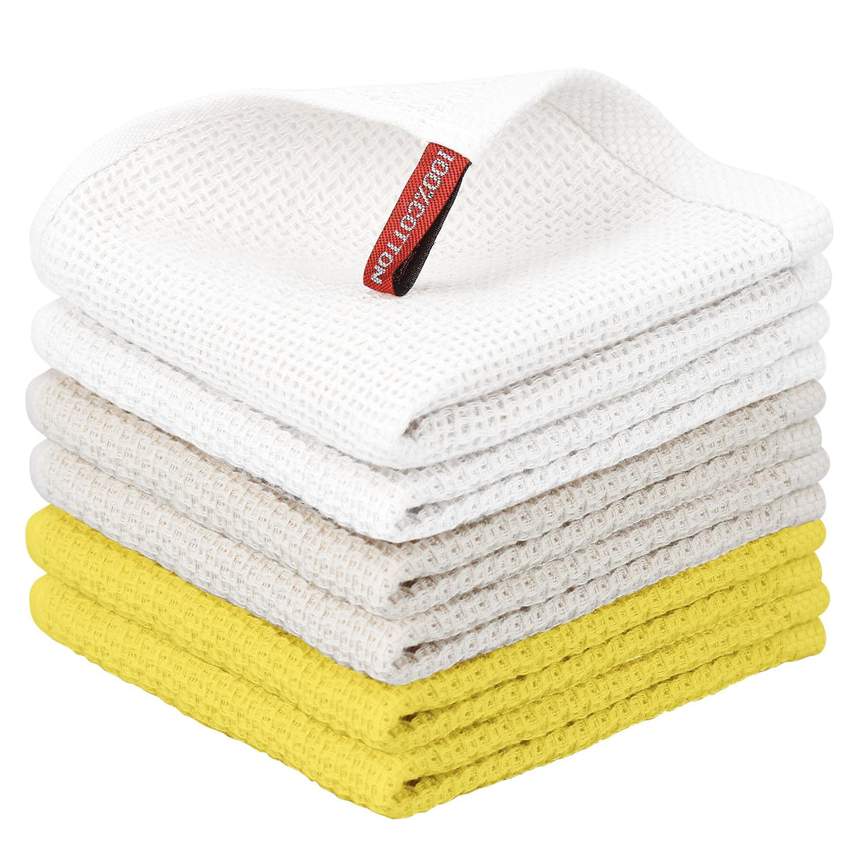 Nialnant 6 Pack Kitchen Towels and Dishcloths Sets,100% Cotton Soft Absorbent Quick Drying Dish Towels for Kitchen,Washing Dishes,12x12 Inches, Multi Color