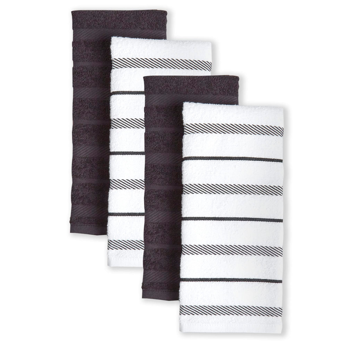 KitchenAid Albany Kitchen Towel 4-Pack Set, Milkshake Tan/White, 16"x26"