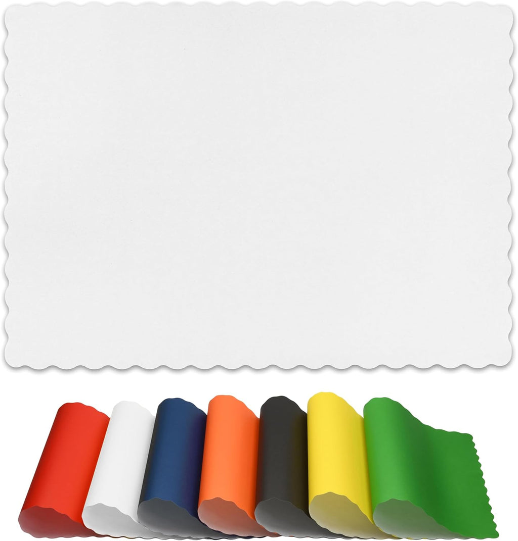 Disposable Paper Placemats – Premium, 50 Pack of White Scalloped Edge Placemats, Perfect Size 10x 14
