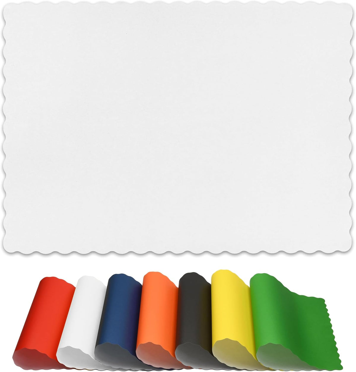 Disposable Paper Placemats – Premium, 50 Pack of White Scalloped Edge Placemats, Perfect Size 10x 14