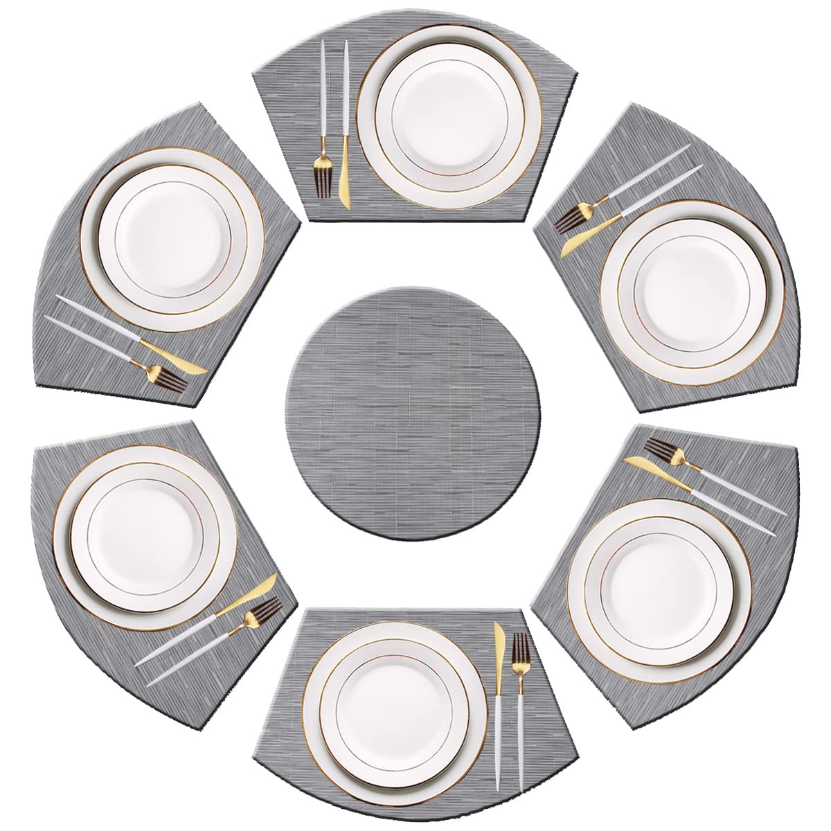 PIGCHCY Place Mats Heat-Resistant Non Slip Placemats Easy Wipe Clean Table Mats Woven Vinyl Placemats for Dining Table(Set of 6, Brown)