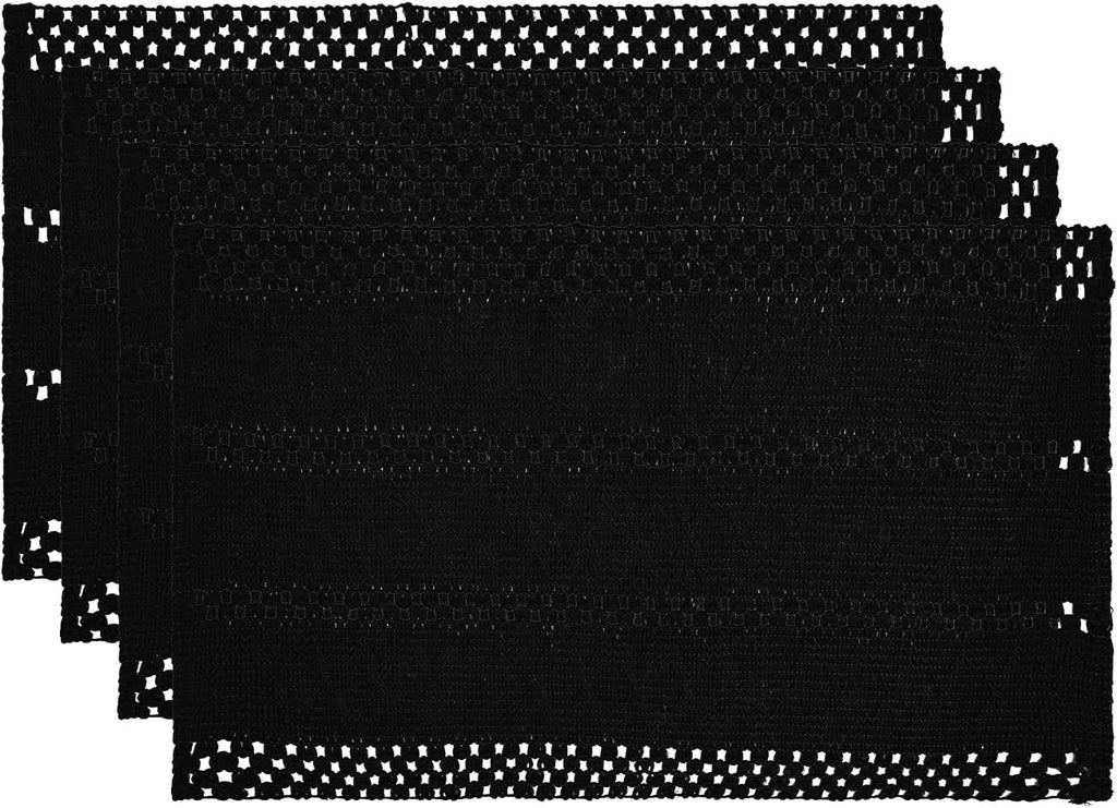 Artoid Mode Black Woven Rustic Hollow Placemats Set of 4-12x18 Inch