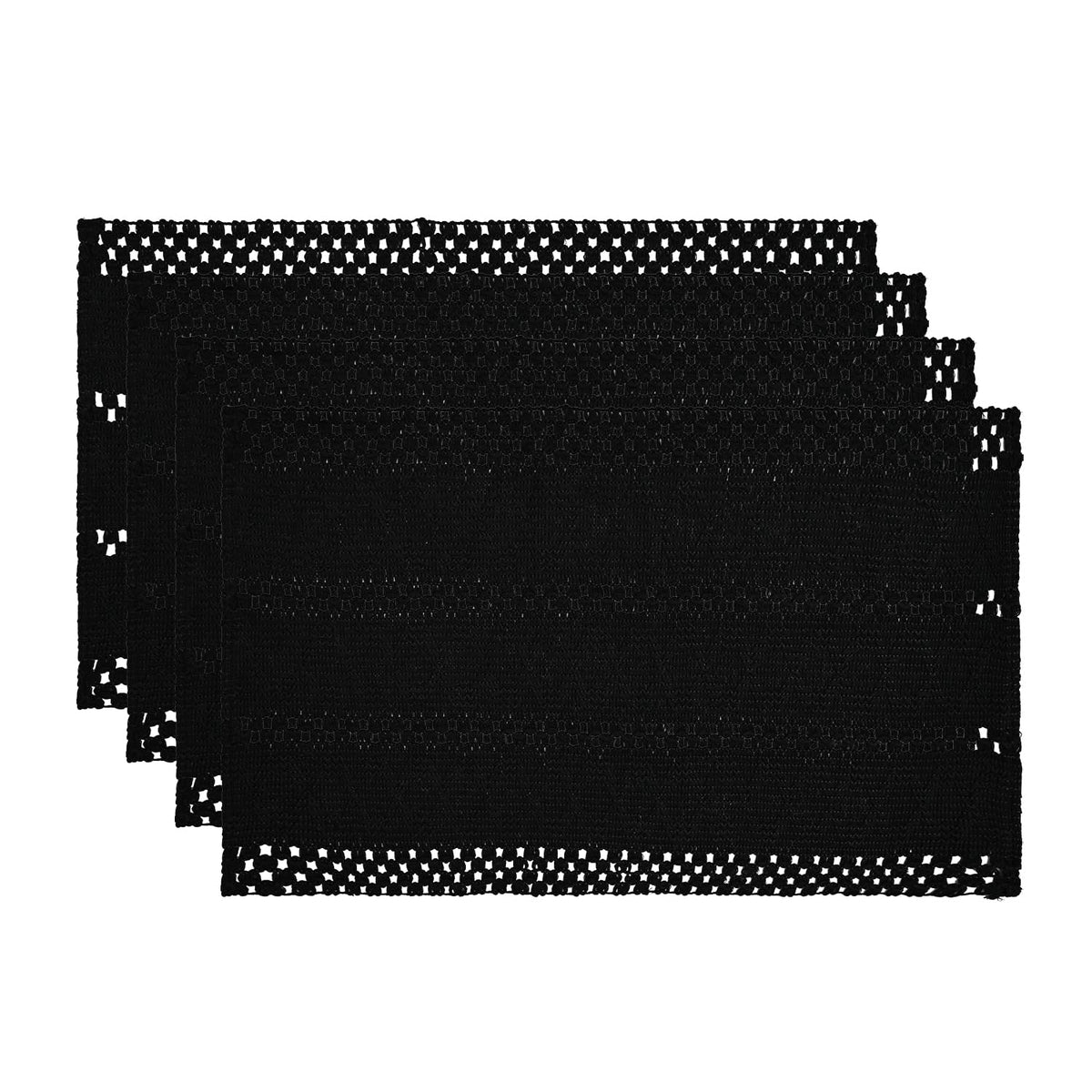 Artoid Mode Black Woven Rustic Hollow Placemats Set of 4-12x18 Inch