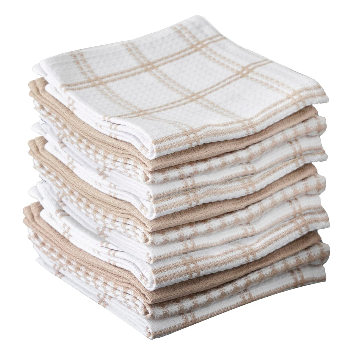 T-Fal Premium Waffle Dish Cloths: Highly Absorbent, Super Soft Long Lasting - 100% Cotton, 12"x13" Towel for Cleaning & Drying, (4-Pack), Sand