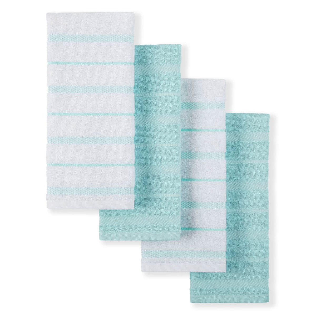 KitchenAid Albany Kitchen Towel 4-Pack Set, Blue Velvet/White, 16"x26"