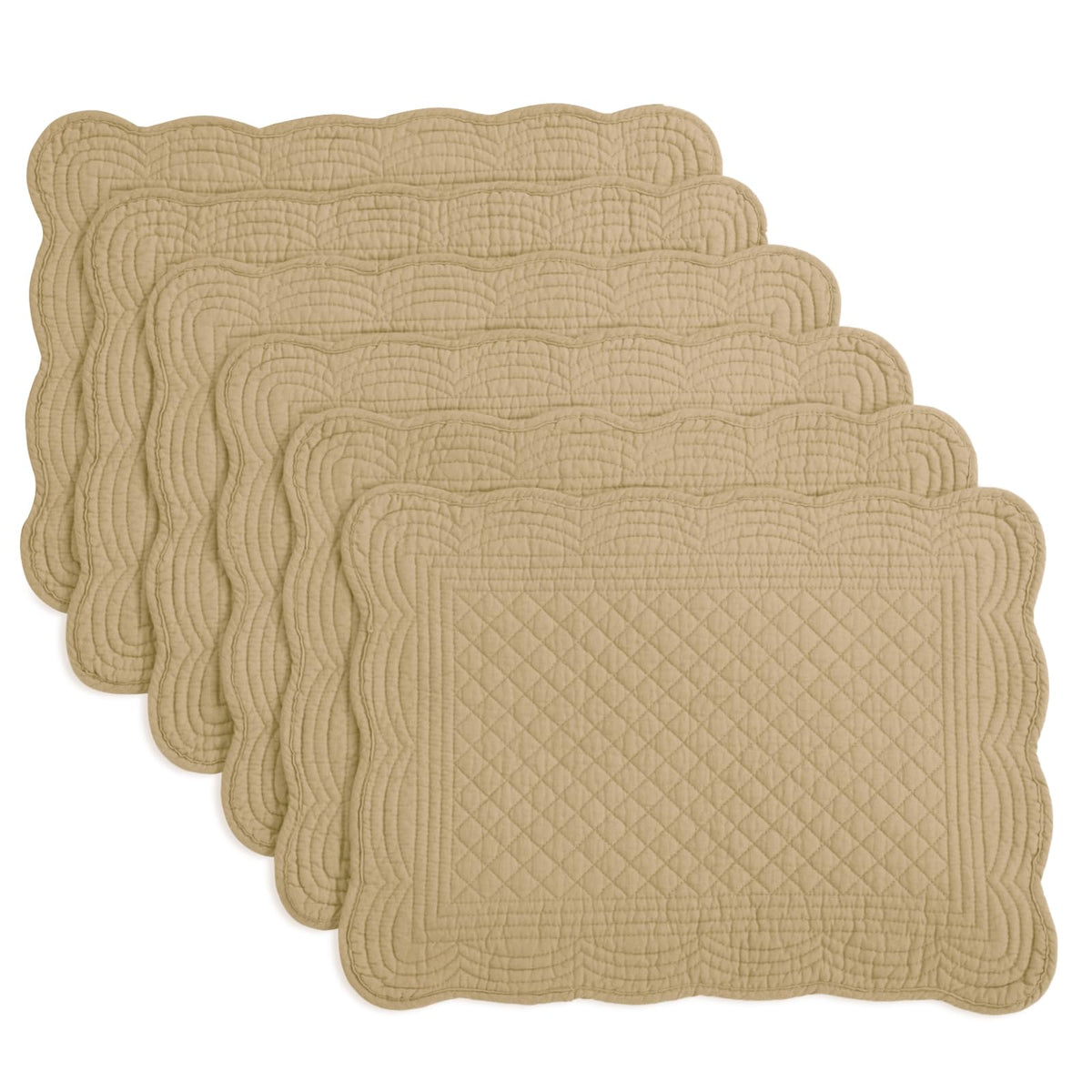 HOMBYS Quilted Placemats Set of 6 Washable-13x18 inches Rectangular Placemats for Kitchen Table-100% Cotton Fabric Rectangular Table Mats, (Light Blue)