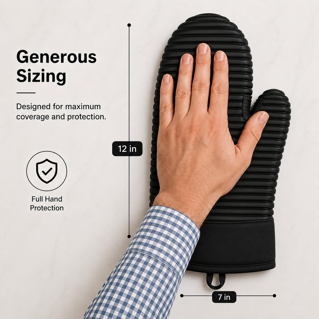 Extra Long Silicone Oven Mitts and Pot Holders Sets | Heat Resistant 500°F BPA-Free Food Grade Silicone Hot Pads & Kitchen Mittens | 4-Piece Set of Oven Gloves & Potholders for Kitchens.