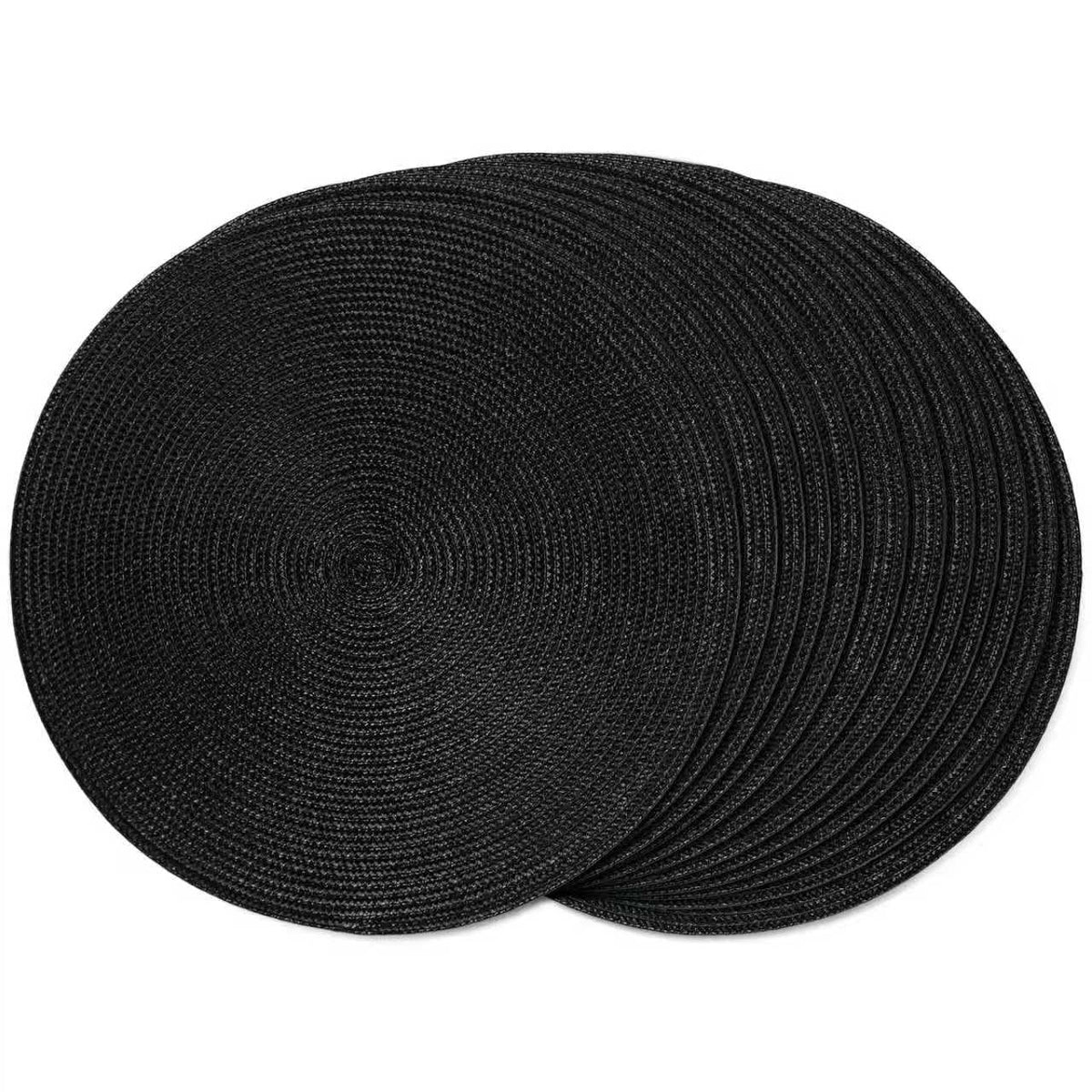 FunWheat Round Braided Placemats Set of 6 Table Mats for Dining Tables Woven Washable Non-Slip Place mats 15 in(Blue, 6pcs)