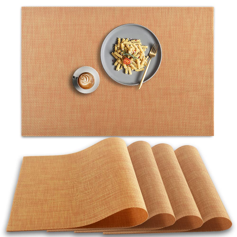homEdge PVC Placemat, 4 PCS of Non-Slip Heat Resistant Place Mats, Washable Vinyl Placemats, Set of 4 – Red