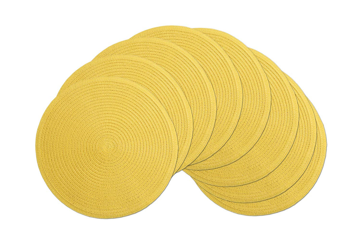SHACOS Round Braided Placemats Set of 4 Washable Place Mats for Dining Tables 15 inch Non Slip Kitchen Table Mats (Beige, 4)