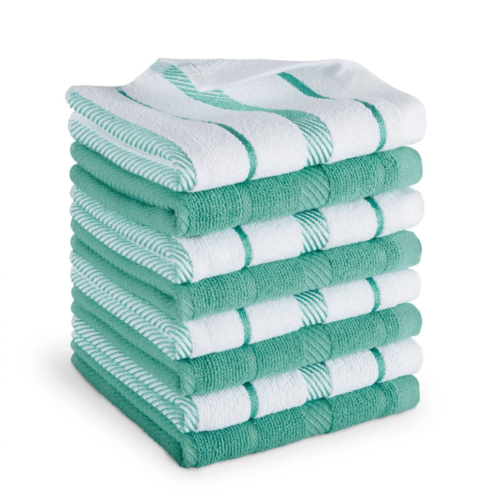 KitchenAid Albany Dishcloth 8 Pack Set, Matte Grey/White, 12"x12"
