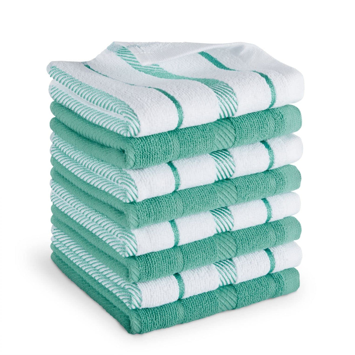 KitchenAid Albany Dishcloth 8 Pack Set, Matte Grey/White, 12"x12"