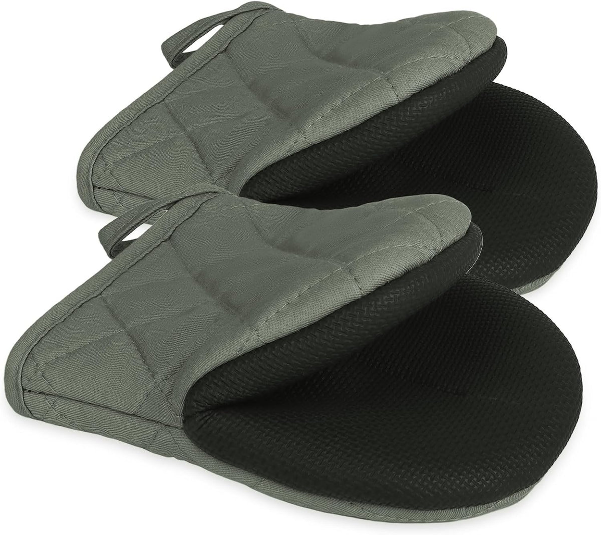 Goldmeet Mini Oven Mitts 2-Pack, 7"x5.5", 500°F Silicone Grip, Gray