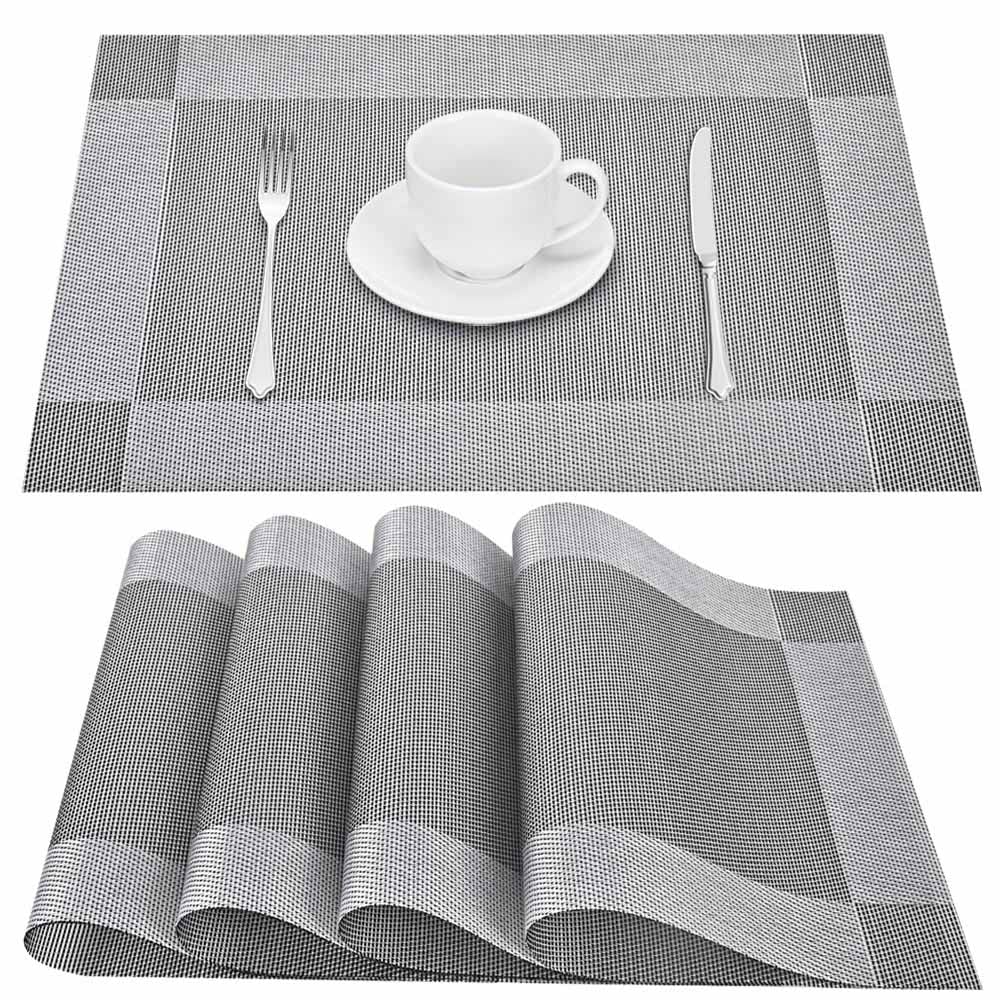 GIVERARE Placemats Set of 4, Heat-Resistant Woven Vinyl Placemat, Non-Slip Washable PVC Table Mat, Easy to Clean Premium Plastic Mats for Dining, Kitchen Table (Turquoise)