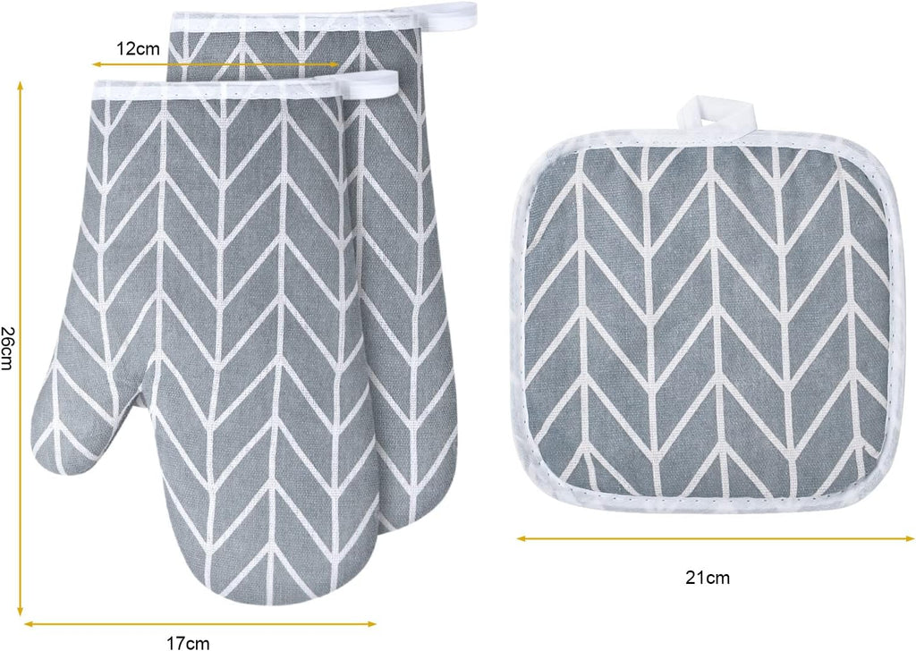 AUAUY Oven Mitts and Pot Holders 6PCS Set, 392°F Heat Resistant BBQ Gloves