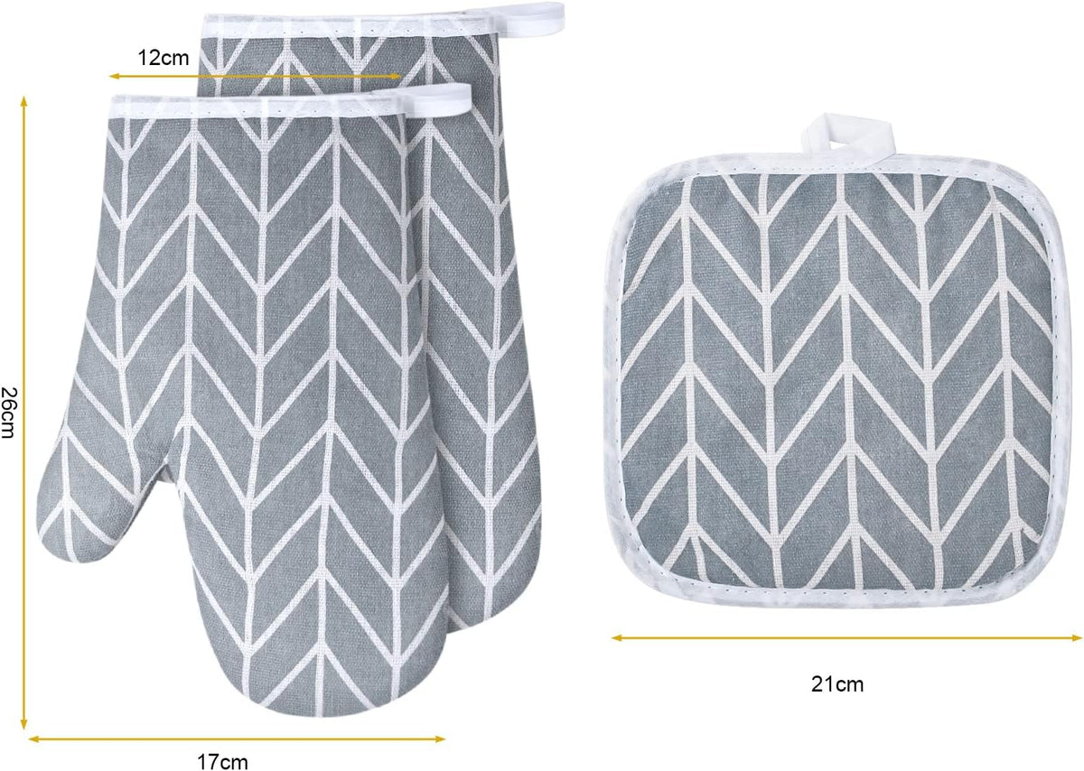 AUAUY Oven Mitts and Pot Holders 6PCS Set, 392°F Heat Resistant BBQ Gloves