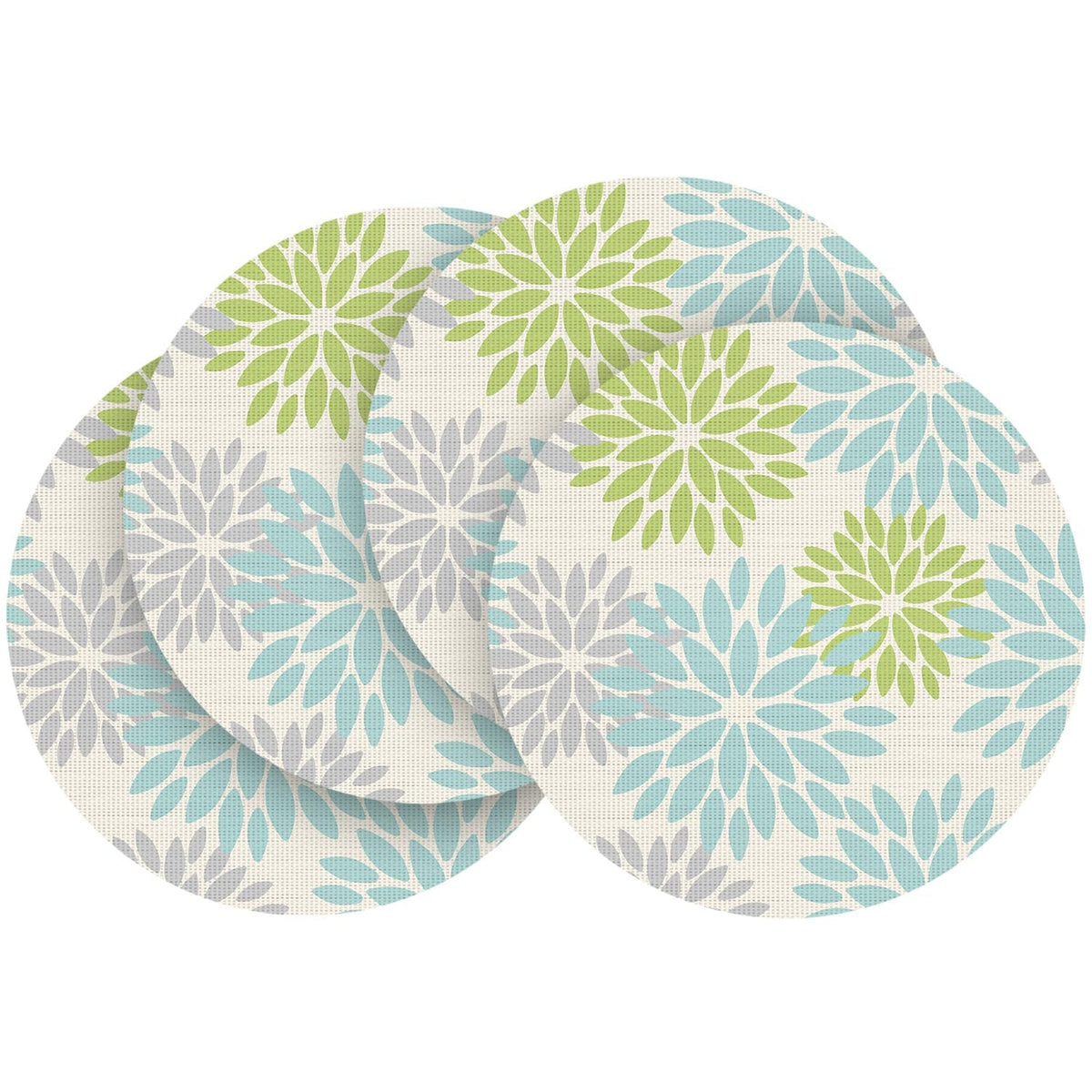 Artoid Mode Floral Vinyl Placemats Set of 4, 12x18 Inch Thanksgiving Washable Non-Slip Plastic Vinyl Place Mats for Party Kitchen Dining Decor, Olive Green
