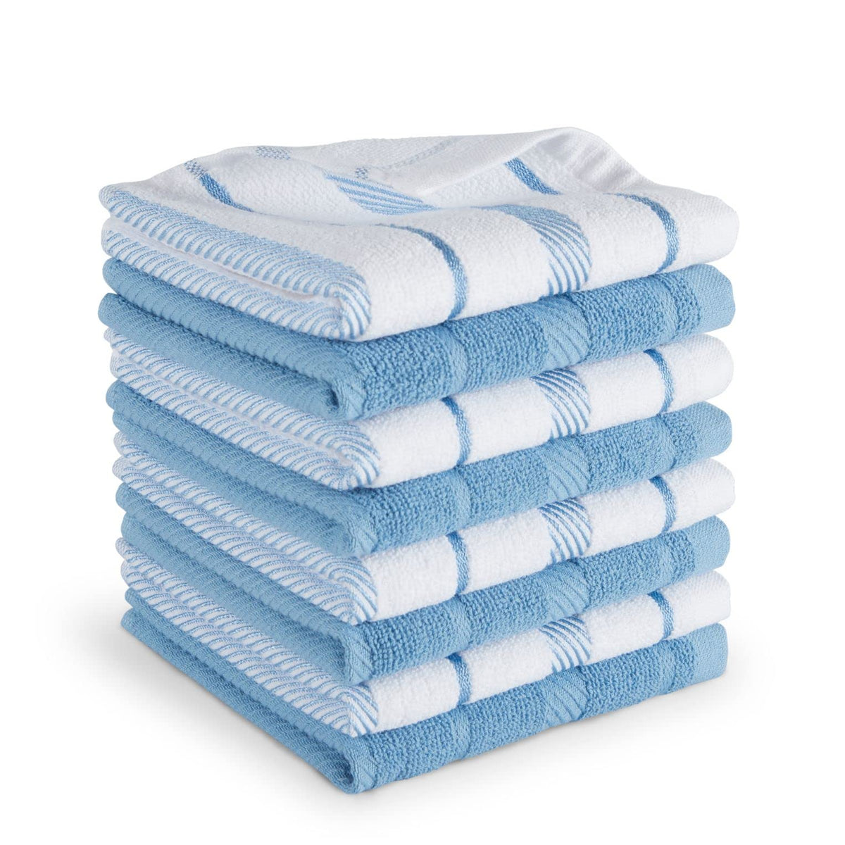 KitchenAid Albany Dishcloth 8 Pack Set, Matte Grey/White, 12"x12"