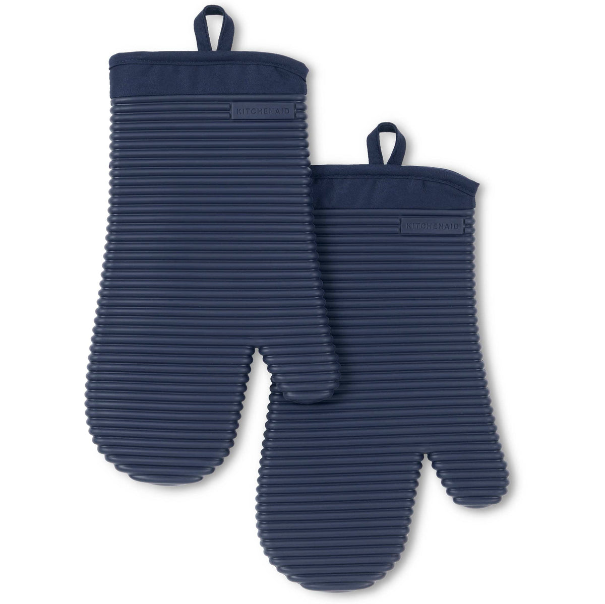 KITCHENAID Ribbed Soft Silicone Oven Mitt 2-Pack Set, 7.5"x13", Milkshake Tan