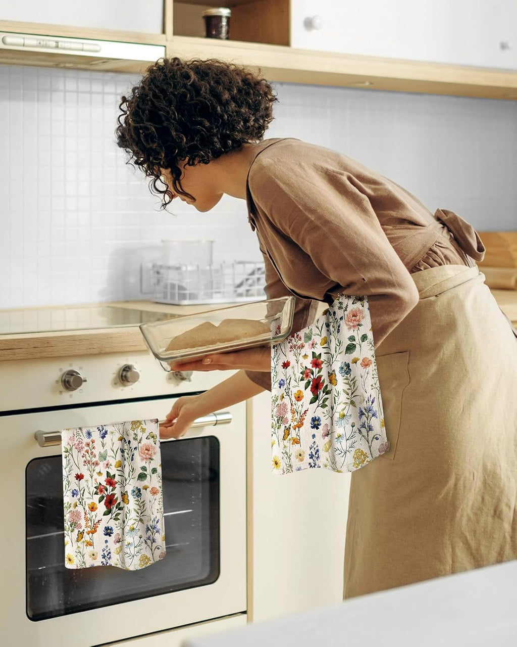 Miss Adola 150GSM Flour Sack Kitchen Towels Set of 2, Vintage Flower
