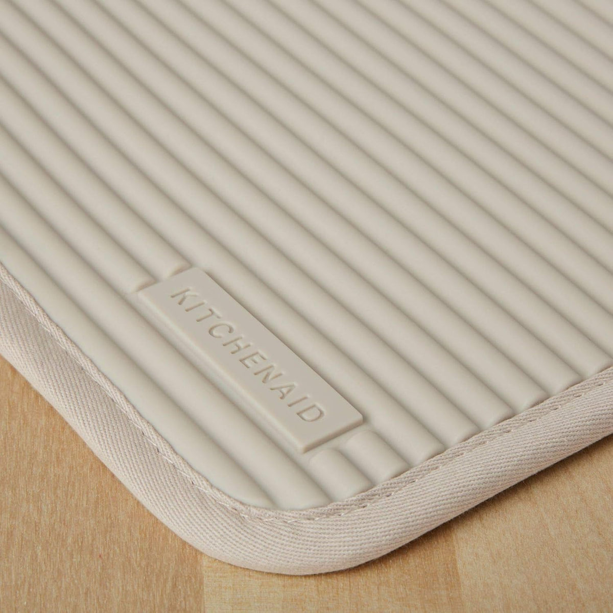 KitchenAid Ribbed Soft Silicone Oven Mitt and Pot Holder Set, Milkshake, 7"x13" Mitts + 7"x9" Holders