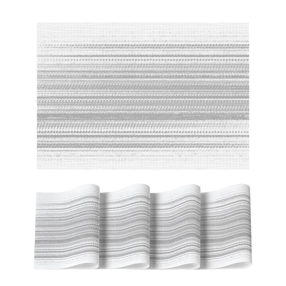 Artoid Mode Navy Blue Gradient Stripes Placemats Set of 4, Washable Heat Resistant Non-Slip Woven Plastic PVC Place Mats for Farmhouse Party Kitchen Dining Decor