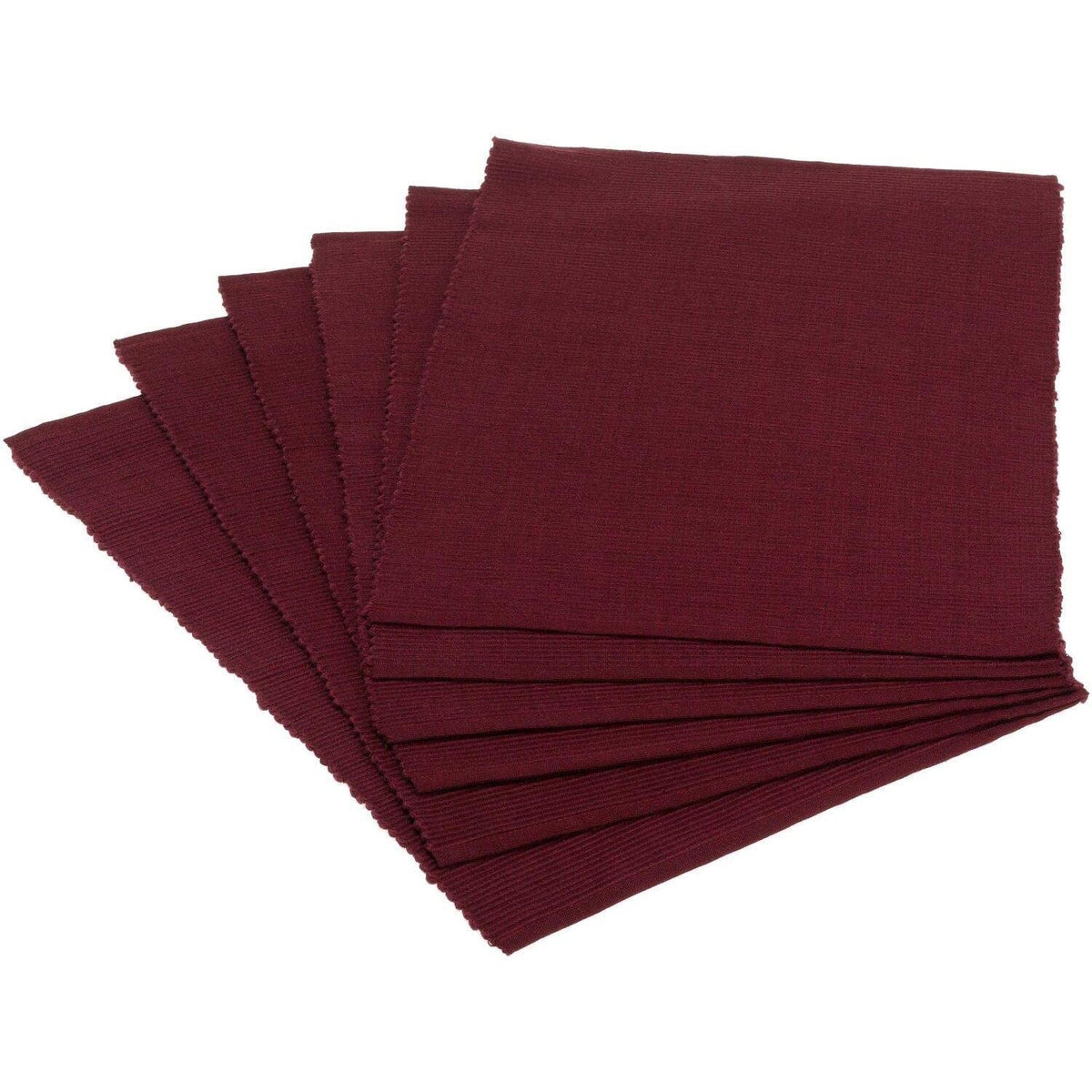 DII Basic Everyday Ribbed Tabletop 100% Cotton, Placemat Set, 13x19, Dark Brown, 6 Piece