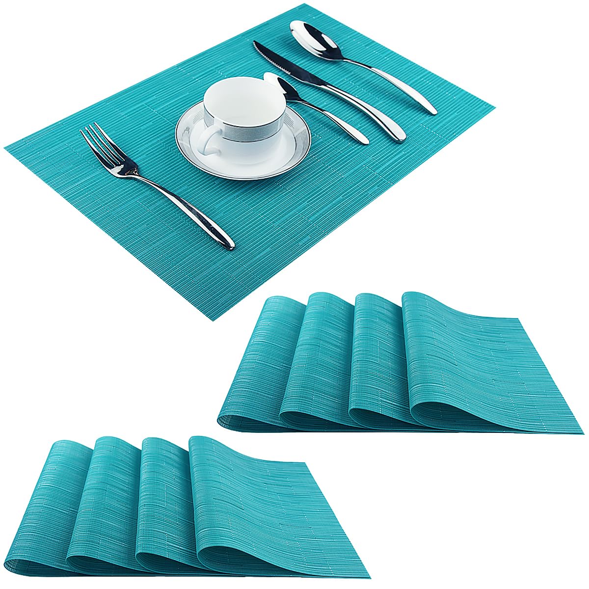 PIGCHCY Placemats,Washable Vinyl Woven Table Mats,Elegant Durable Placemats for Dining Table Set of 6 (Bamboo-Brown)