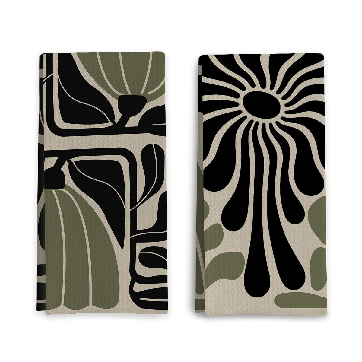 Abstract Floral Kitchen Dish Towels - Vintage Waffle Weave Kitchen Towels, Retro Flower Waffle Weave Decorative Kitchen Towels, Boho Hand Towels for Bathroom (16×24 Inches)