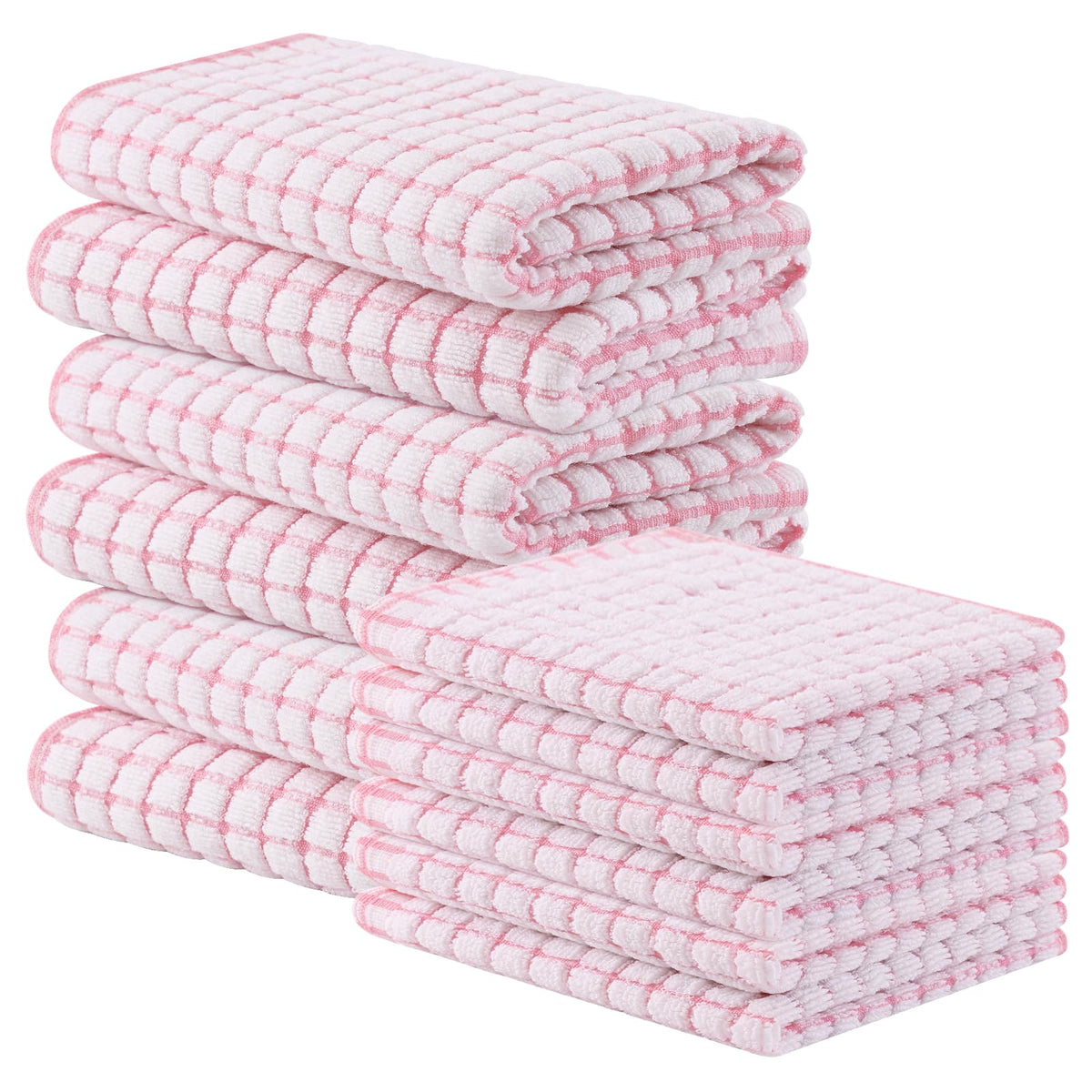 Homaxy Cotton Terry Kitchen Towels and Dishcloths Set of 8, Mixed Color