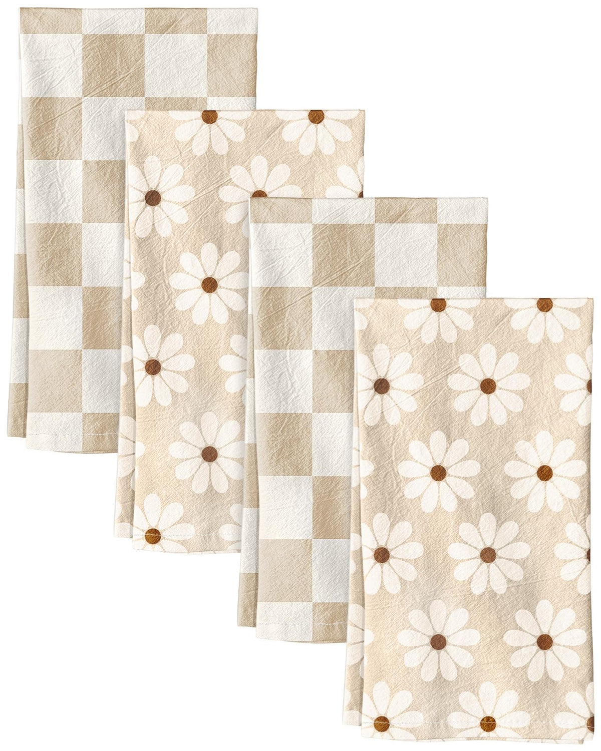 Miss Adola 2 Pack 150GSM Flour Sack Kitchen Towels, Beige Daisy