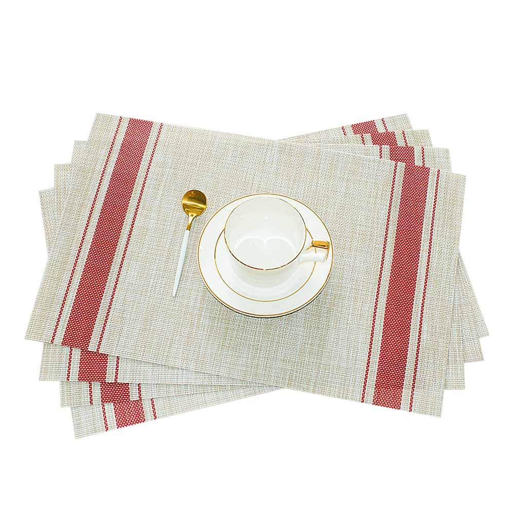 GIVERARE Placemats Set of 4, Heat-Resistant Woven Vinyl Placemat, Non-Slip Washable PVC Table Mat, Easy to Clean Premium Plastic Mats for Dining, Kitchen Table (Turquoise)