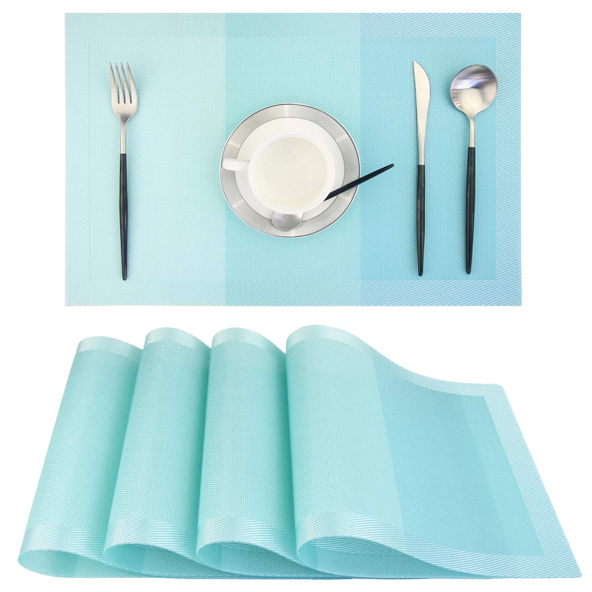 PIGCHCY Place Mats Heat-Resistant Non Slip Placemats Easy Wipe Clean Table Mats Woven Vinyl Placemats for Dining Table(Set of 6, Brown)
