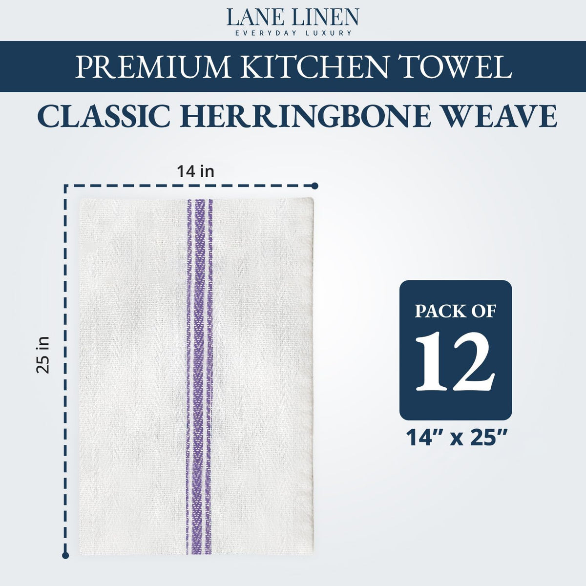 LANE LINEN Kitchen Hand Towels 100% Cotton Absorbent Lint-Free 12 Pack