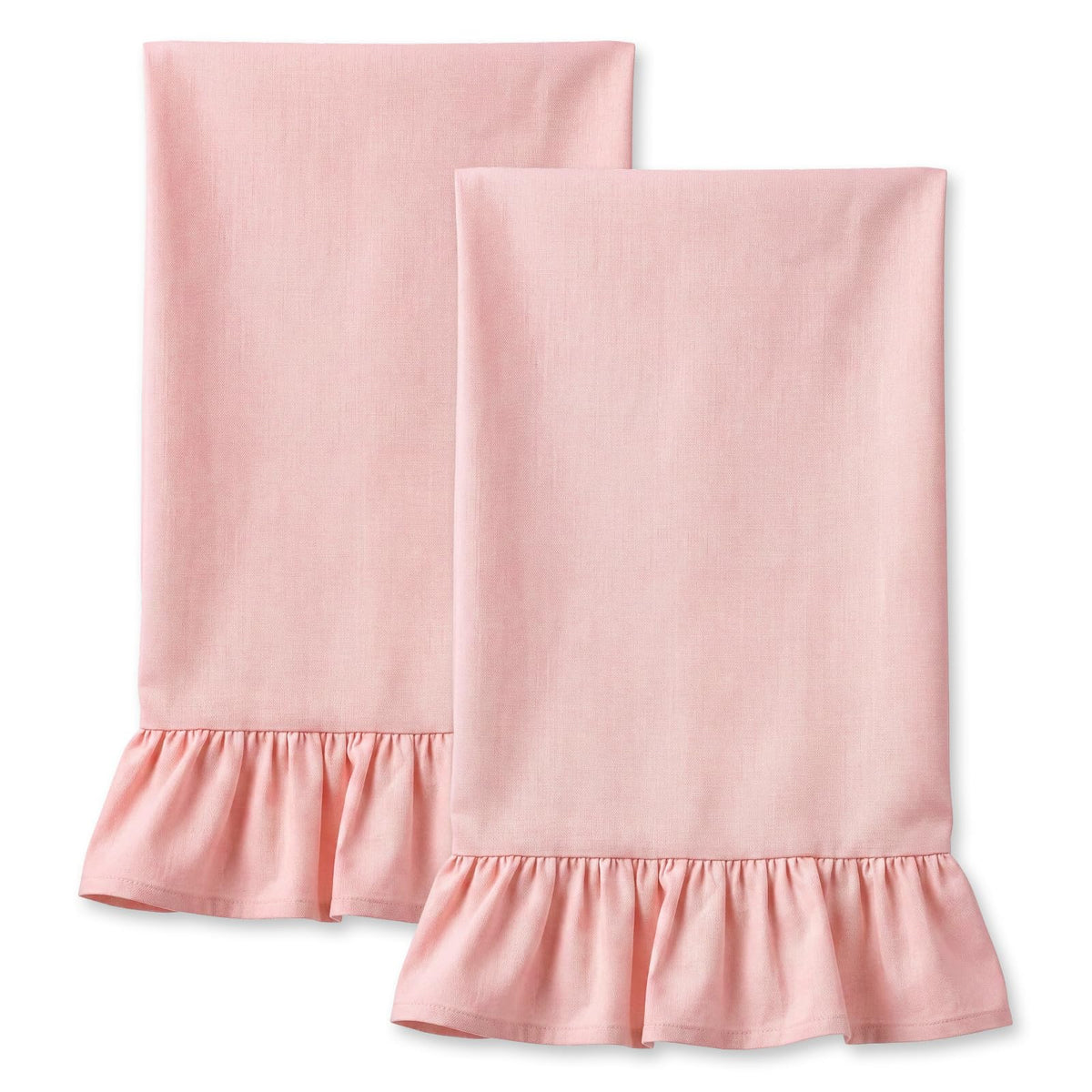 HunnmingRe 2 Pcs Green Gingham Kitchen Towels Cotton Ruffled