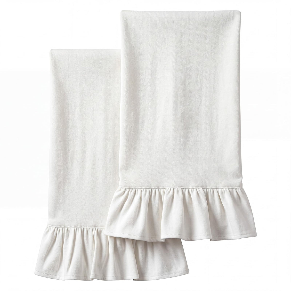HunnmingRe 2 Pcs Green Gingham Kitchen Towels Cotton Ruffled