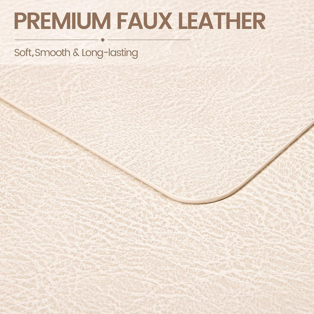 homing Faux Leather Vinyl Placemats Set of 6, Easy to Clean, Beige