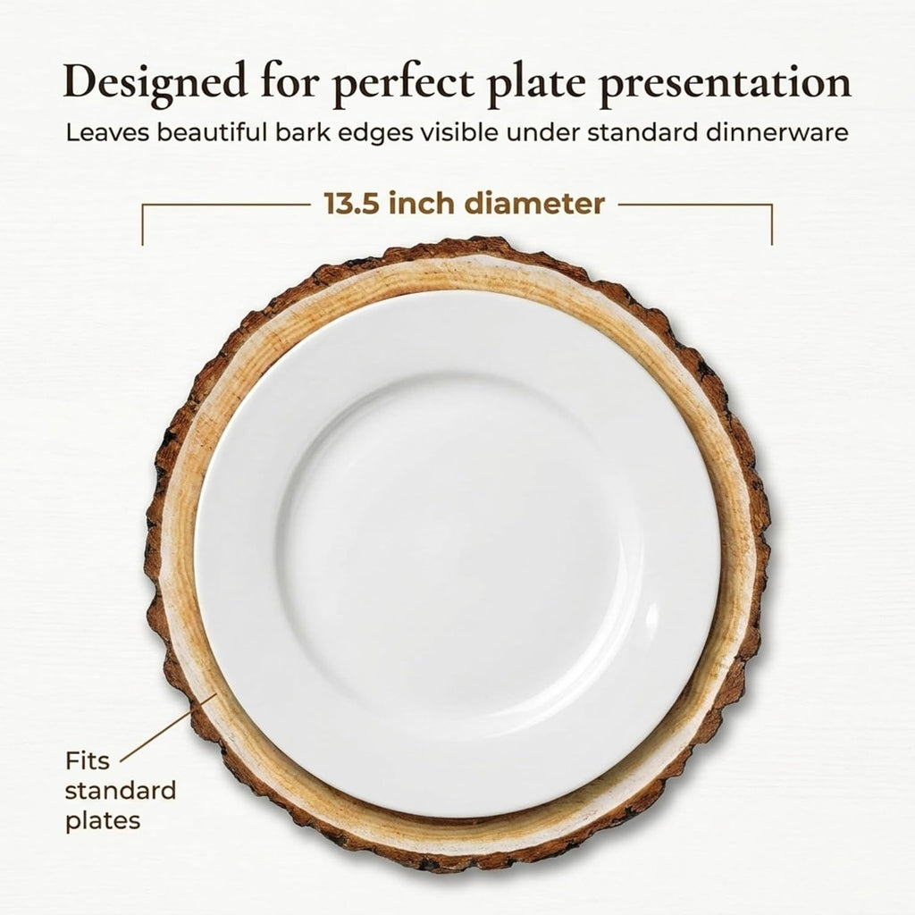100 Rustic Wood Slice Paper Placemats 13.5 Inch Round Disposable Mats