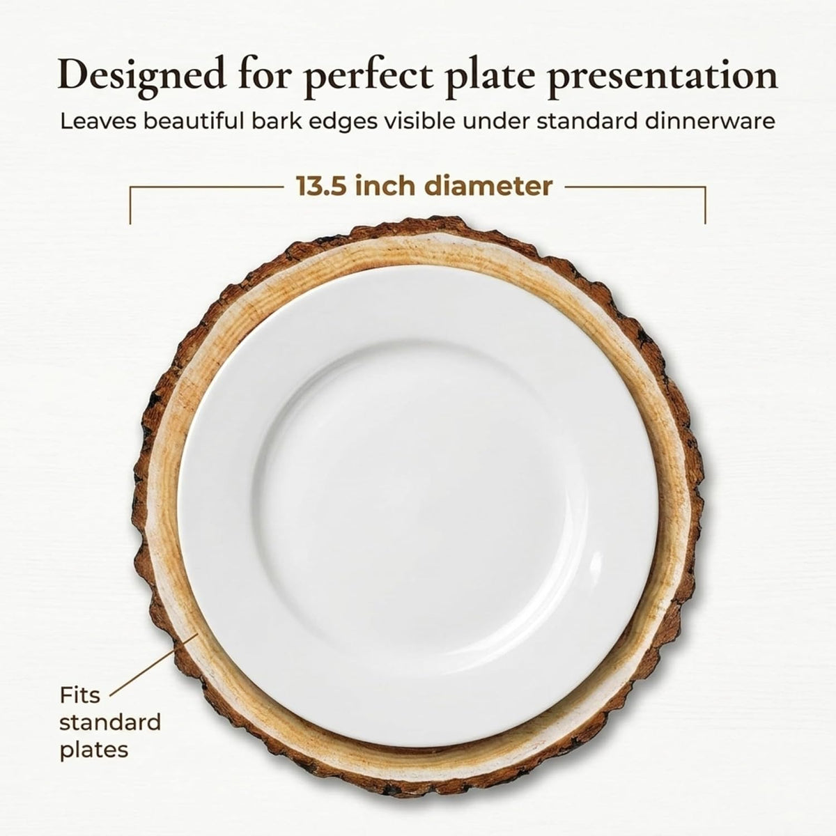 100 Rustic Wood Slice Paper Placemats 13.5 Inch Round Disposable Mats
