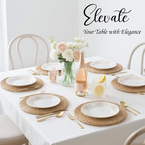 13" Round Placemats Set of 12, Rattan Place Mats for Dining Table Decor, Rustic Woven Wicker Chargers for Dinner Plates, Outdoor Patio, Farmhouse Wedding, Boho Water Hyacinth Braided Placemat