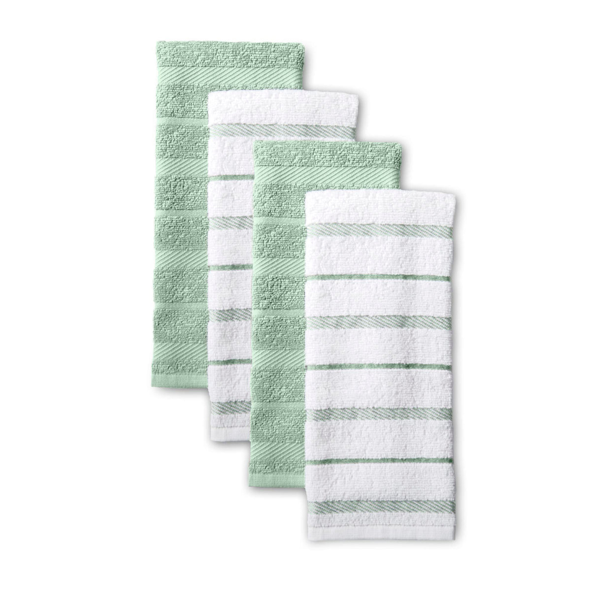 KitchenAid Albany Kitchen Towel 4-Pack Set, Blue Velvet/White, 16"x26"