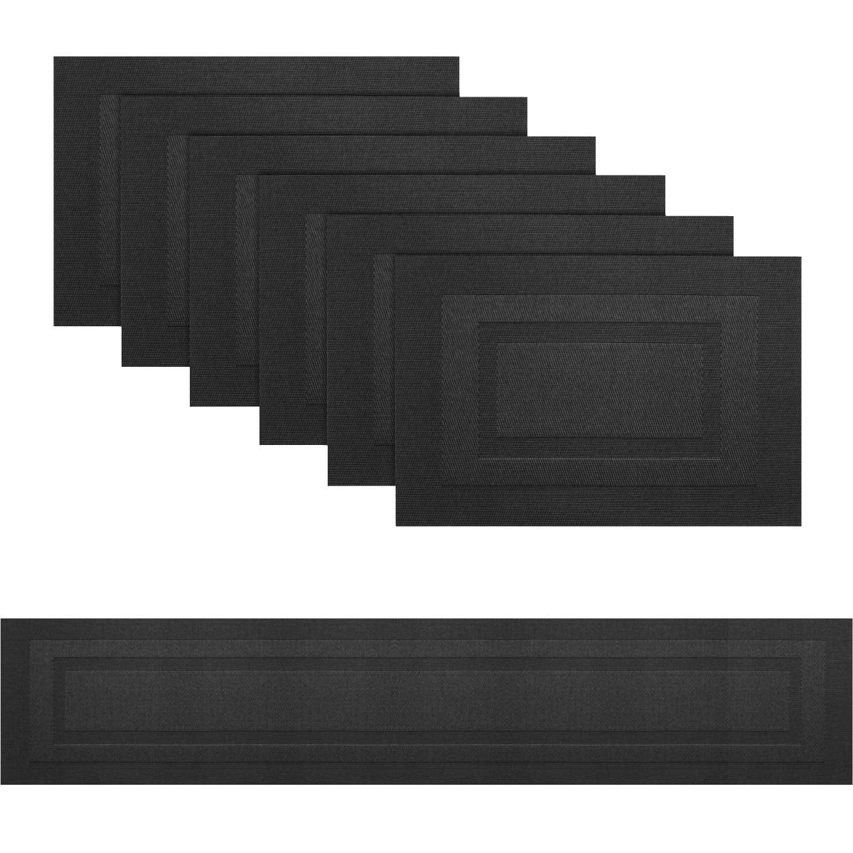 PIGCHCY Placemats,Washable Vinyl Woven Table Mats,Elegant Durable Placemats for Dining Table Set of 4 (18 x 12 inches, Navy Blue)