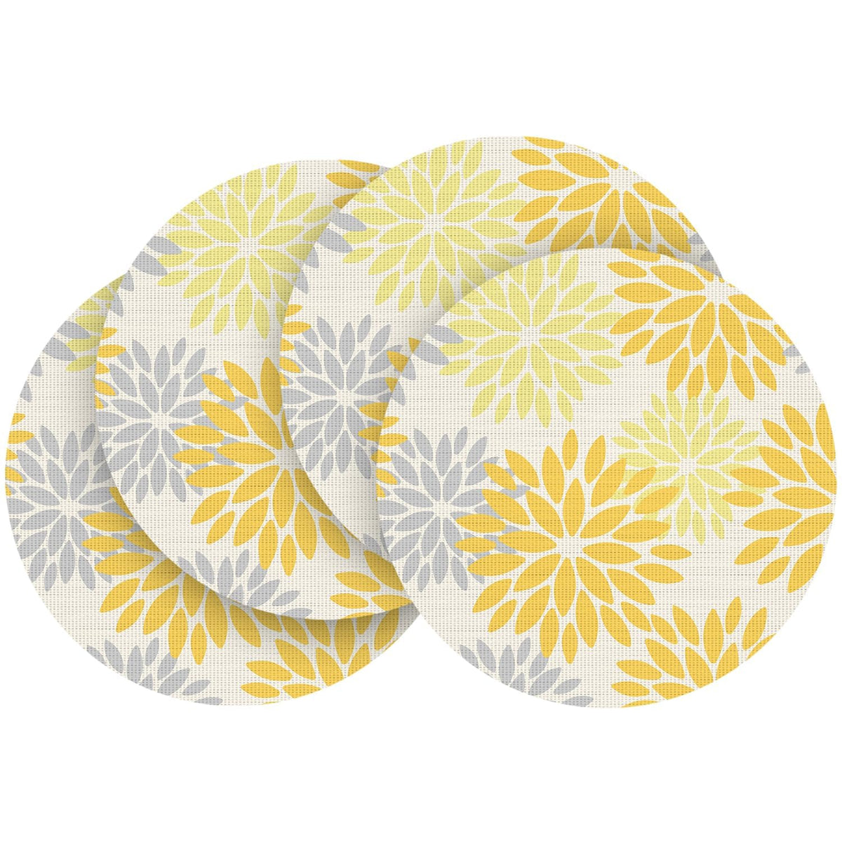 Artoid Mode Floral Vinyl Placemats Set of 4, 12x18 Inch Washable Non-Slip Plastic Vinyl Place Mats for Party Kitchen Dining Decor, Brown