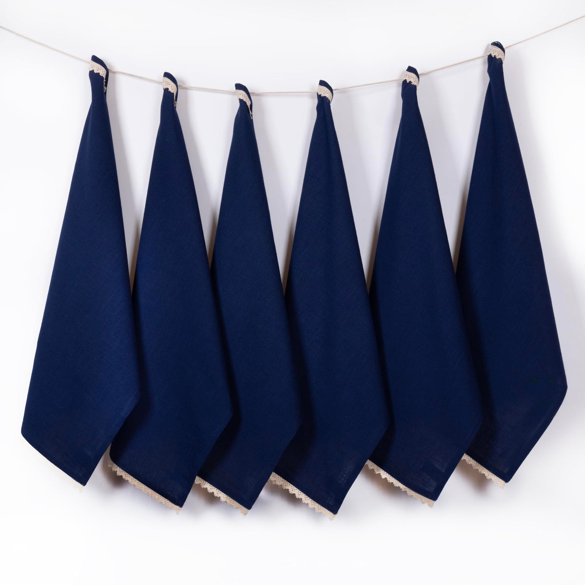 FINGERCRAFT Kitchen Towels 100% Cotton Set of 6 Tea Towel, Toile Blue