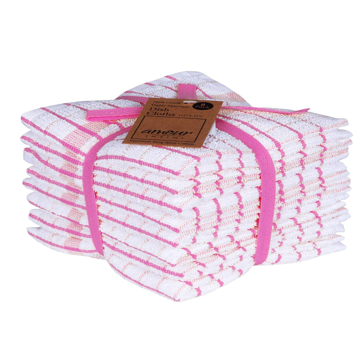 AMOUR INFINI Kitchen Towels Set of 4 - Highly Absorbent, Super Soft Terry Cotton 20x28 Inch Dish Towels with Hanging Loop - Hand & Tea Towels for Cleaning & Drying Dishes (Beige)